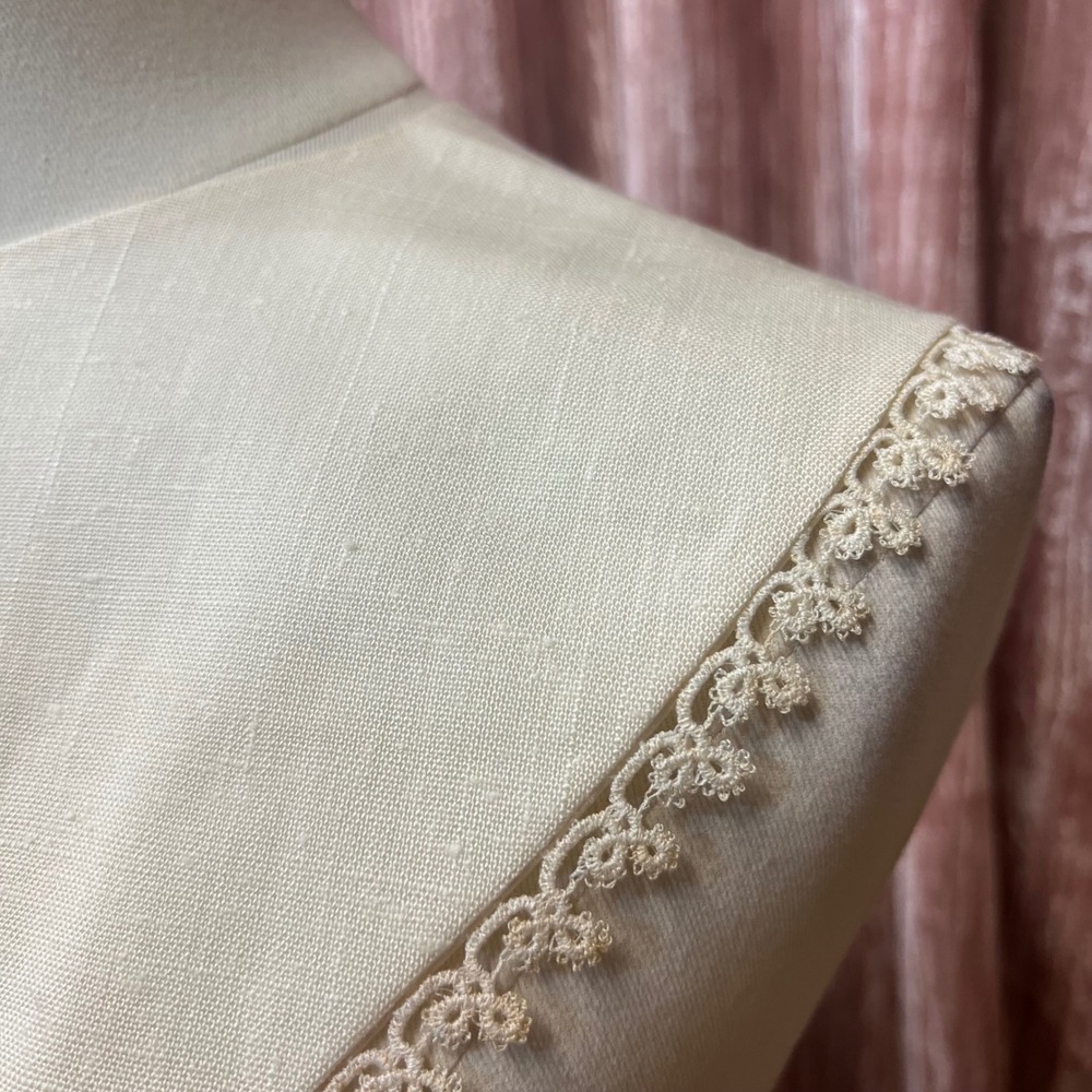 Vintage Cream Linen Lace Detachable Bib Collar Victorian Edwardian Style OS - Picture 3 of 8